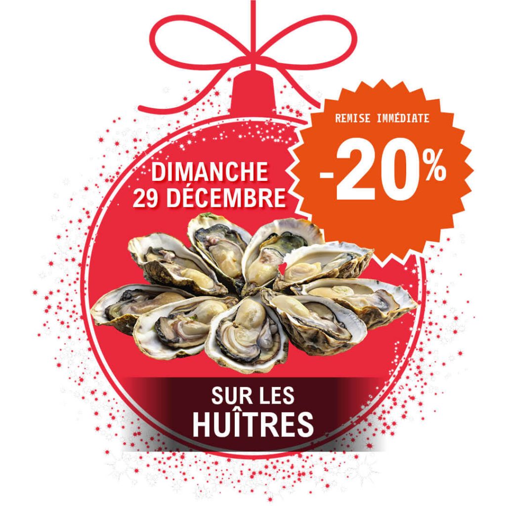 20% de remise immédiate sur les huîtres