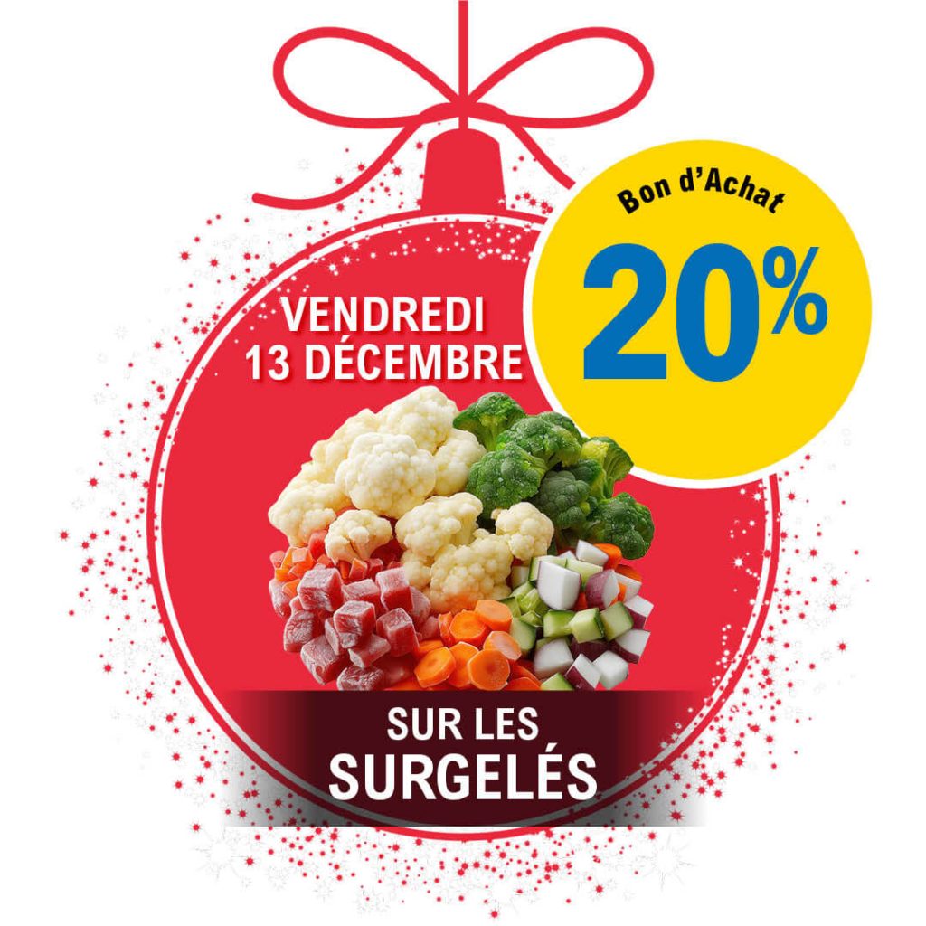 20% en bon d'achat sur les surgelés