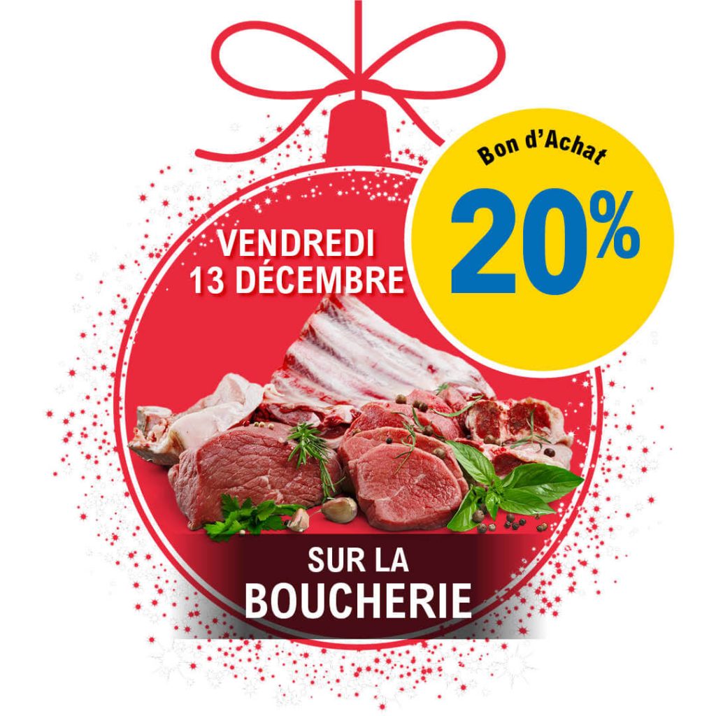 20% en bon d'achat sur la boucherie