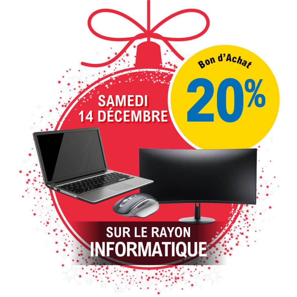 20% en bon d'achat sur le rayon informatique