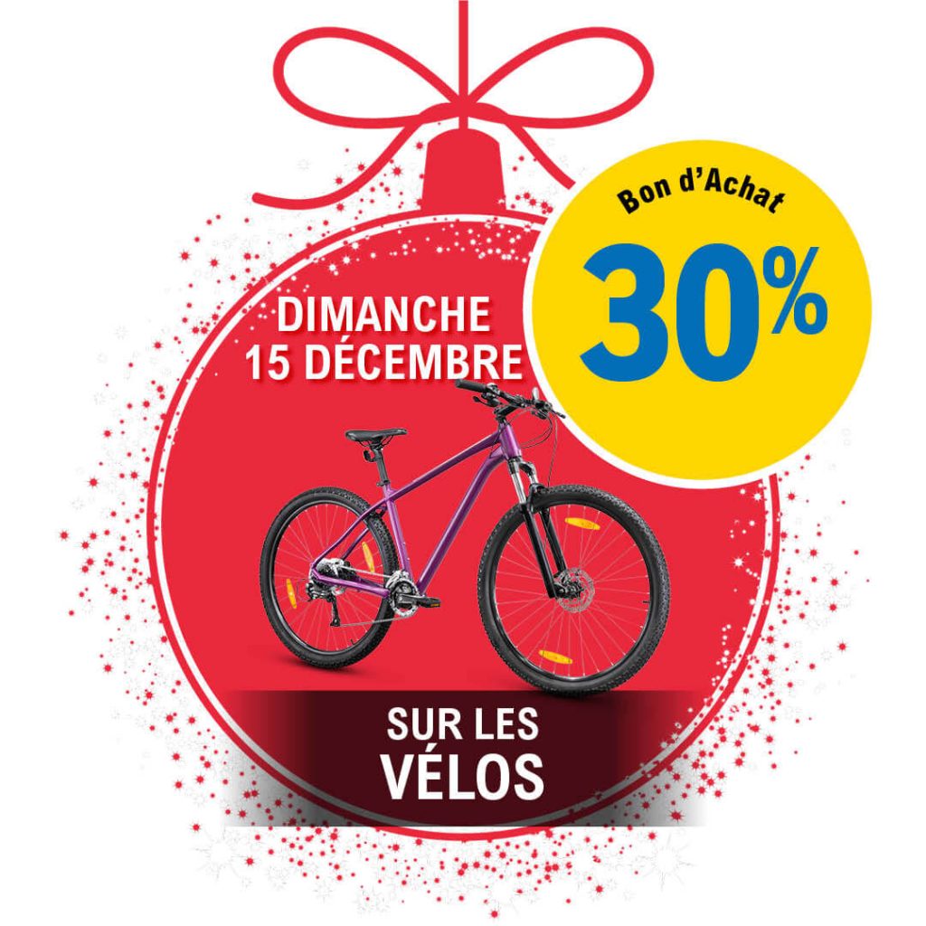 30% en bon d'achat sur les vélos